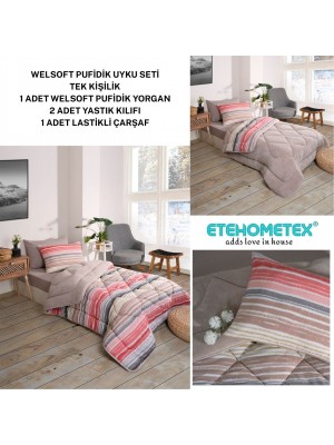 ETE HOMETEX TEK KİŞİLİK WELSOFT UYKU SETİ TASEL BEJ 8696474232021